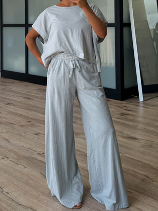 Cotton Slub Open Back Tee | Grey