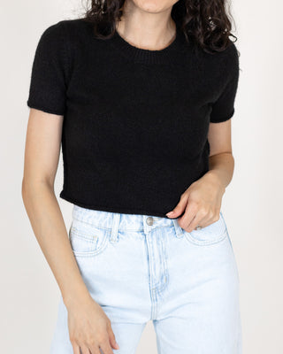 Hayleigh Crop Sweater Tee | Black