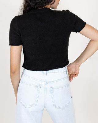 Hayleigh Crop Sweater Tee | Black