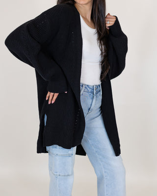 Stay Comfy Ribbed Cardigan | Black