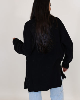 Stay Comfy Ribbed Cardigan | Black