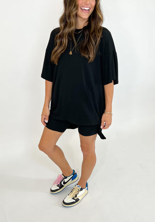 Novi Ribbed Tee + Shorts Set | Black | +Plus Available | RESTOCK