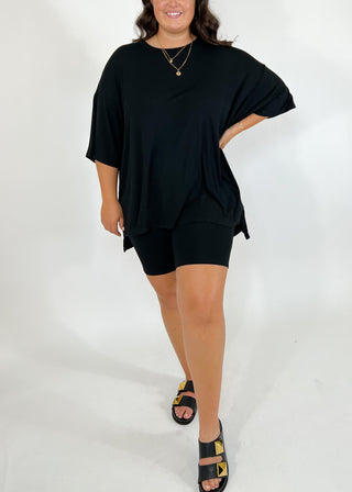 Novi Ribbed Tee + Shorts Set | Black | +Plus Available | RESTOCK