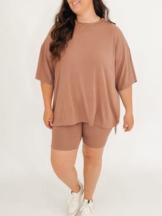 Novi Ribbed Tee + Shorts Set | Mocha | +Plus Available | RESTOCK