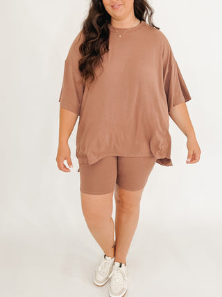 Novi Ribbed Tee + Shorts Set | Mocha | +Plus Available | RESTOCK