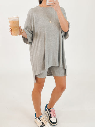 Novi Ribbed Tee + Shorts Set | Grey | +Plus Available | RESTOCK