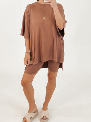 Novi Ribbed Tee + Shorts Set | Mocha | +Plus Available | RESTOCK