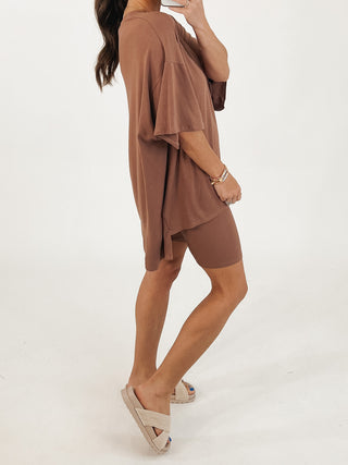 Novi Ribbed Tee + Shorts Set | Mocha | +Plus Available | RESTOCK