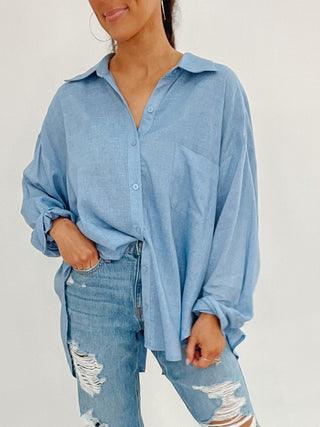 Nevis Button-Down Top | Blue