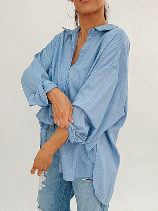 Nevis Button-Down Top | Blue