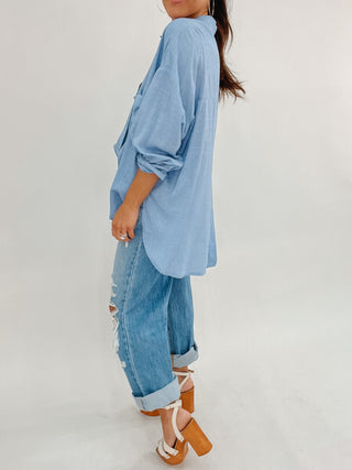Nevis Button-Down Top | Blue