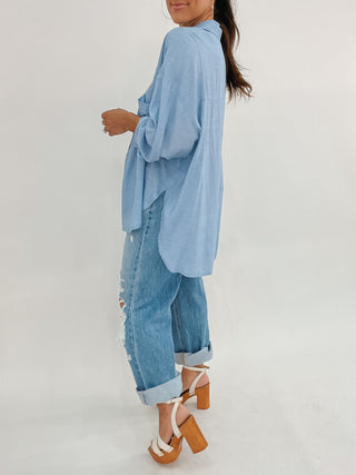 Nevis Button-Down Top | Blue