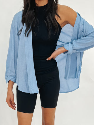 Nevis Button-Down Top | Blue