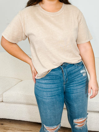 Washed Boyfriend Tee | Latte
