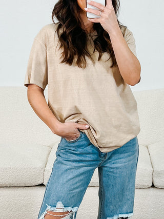 Washed Boyfriend Tee | Latte