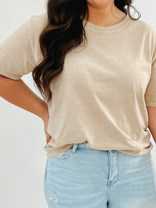 Washed Boyfriend Tee | Latte