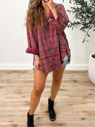 Stone Cliff Plaid Tunic | Red | +Plus Available | RESTOCK