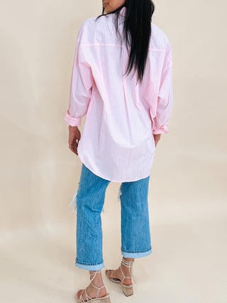 Poplin Cotton Button-Down Shirt | Pale Pink | RESTOCK
