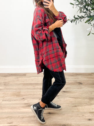 Stone Cliff Plaid Tunic | Red | +Plus Available | RESTOCK