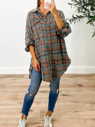 Stone Cliff Plaid Tunic | Vintage Teal | +Plus Available | RESTOCK