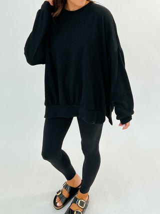 Comfy Ribbed Pullover | Black | +Plus Available | BLACK TUESDAY DOORBUSTER