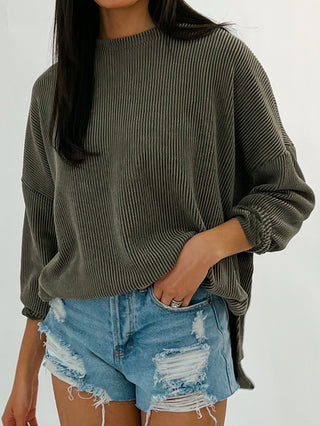 Comfy Ribbed Pullover | Olive | +Plus Available | BLACK TUESDAY DOORBUSTER