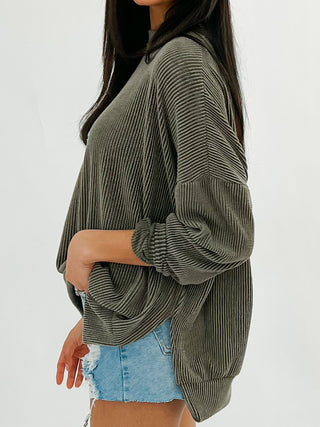 Comfy Ribbed Pullover | Olive | +Plus Available | BLACK TUESDAY DOORBUSTER