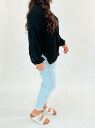 Comfy Ribbed Pullover | Black | +Plus Available | BLACK TUESDAY DOORBUSTER