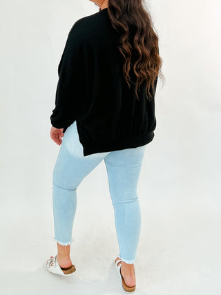 Comfy Ribbed Pullover | Black | +Plus Available | BLACK TUESDAY DOORBUSTER